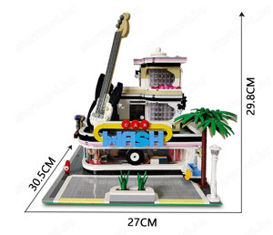 Lego komp. Creator Icons Autó mosó és zene bolt moduláris ház 2300db Lepin ÚJ - kép 3