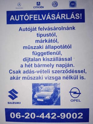 Kisteharautó és autófelvásárlás.