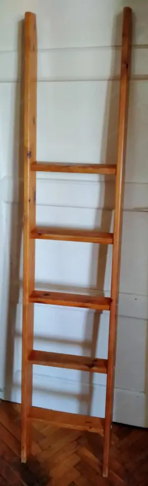 IKEA natúr színű fenyő félmagas gallériás ágyrácsokkal, matrac nélkül. - kép 3