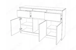 Washington 3S3F Komód Fehér 120 cm - kép 3