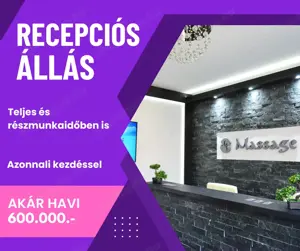 Recepciós állás Budapesten, belvárosi, igényes szalonban