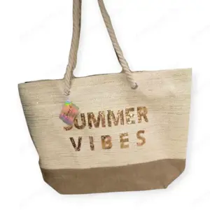 Summer Vibes' bézs strandtáska   55,5x15x42 cm, tökéletes nyári kiegészítő - kép 2