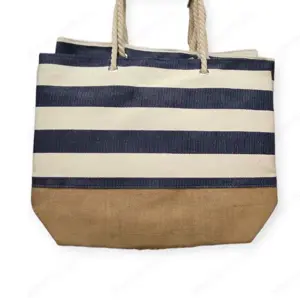 Kék-fehér csíkos strandtáska   56x15x43 cm - kép 2