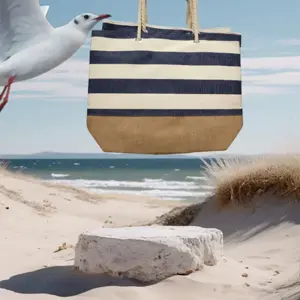Kék-fehér csíkos strandtáska   56x15x43 cm