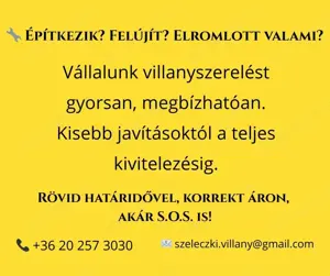 Villanyszerelést vállalunk