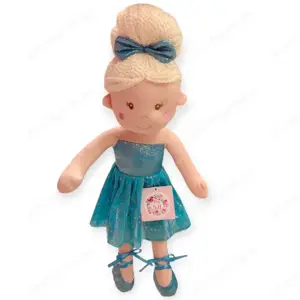 Balerina plüss baba szőke hajú, kék ruhában   50 cm - kép 2