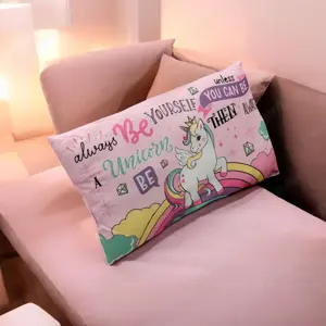 Rózsaszín unikornis gyerekpárna   dekoratív díszpárna 50x30cm - kép 2