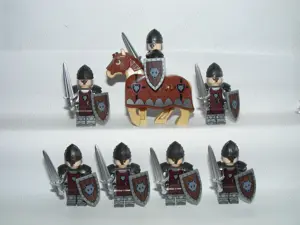 Lego Castle Lovag figurák Wolfpack Farkas Rabló katonák sereg 7db katona + ló ÚJ - kép 5