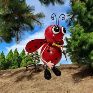 Leszúrható fém katicabogár kerti dekoráció mozgó figurával 20x12x30 cm - kép 2