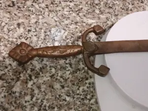 Díszes kis rézkard falidísz vagy levélbontó 35cm 15000ft óbuda hagyatékból került hozzám elmondás sz - kép 9