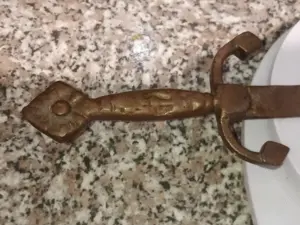 Díszes kis rézkard falidísz vagy levélbontó 35cm 15000ft óbuda hagyatékból került hozzám elmondás sz - kép 7