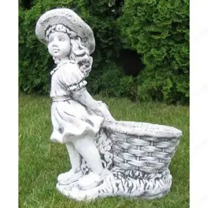 Virágkosarat húzó lány szobor - kép 5