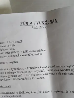 Káosz Beleduc tyúkóljában zűr a tyúkólban 4000ft óbuda Gyönyörű játéktábla (38x38 cm-es méret) és fa - kép 2