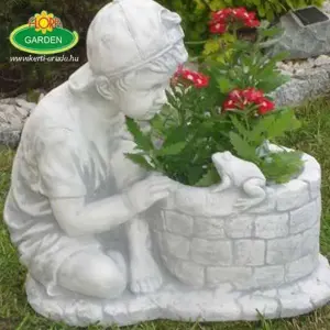 Kültéri virágtartó békás fiú - kép 6