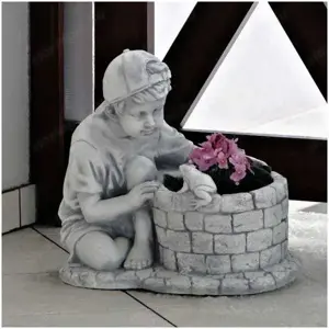 Kültéri virágtartó békás fiú - kép 2