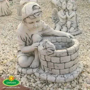 Kültéri virágtartó békás fiú - kép 4