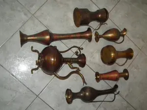 Réz tárgy kancsó kiöntő váza karaffa 5 db. egyben - kép 3