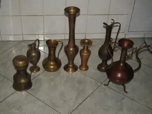 Réz tárgy kancsó kiöntő váza karaffa 5 db. egyben - kép 4