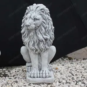 Oroszlán jobbos kerti kőszobor - kép 3