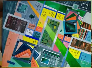 Körforgás. Akril absztrakt kép, vászon 2,2 cm-es vastag kereten.(60*80) cm.