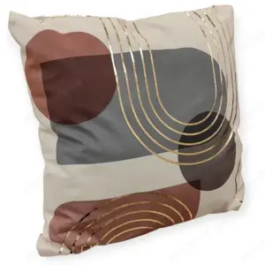 Ekrü párna arany fólia csíkos absztrakt mintával 43x43 cm - kép 2