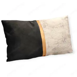 fekete ekrü bársony párna arany mintával 50x30 cm - kép 2