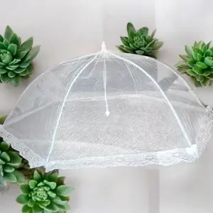 Fehér csipkés ételtakaró háló 70x70x31 cm