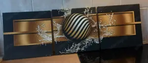 3 részes absztrakt arany-fekete vászonkép eladó - kép 2