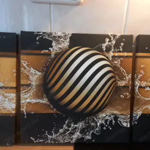 3 részes absztrakt arany-fekete vászonkép eladó - kép 8