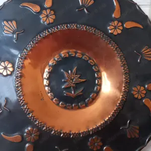 Havasi gyopár mintájú réz falitányér eladó, 32 cm - kép 6