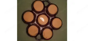 Új, mázas, kerámia tarkedlisütő 7 darabos - kép 2