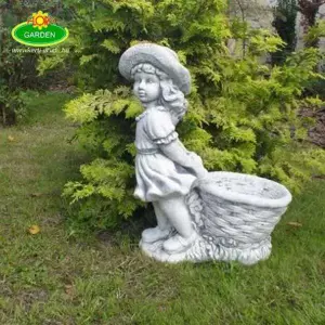 Virágkosarat húzó lány szobor - kép 6