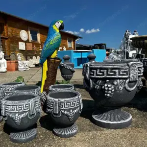 Mediterrán kő kaspó görög mintás - kép 4