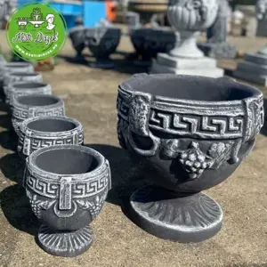 Mediterrán kő kaspó görög mintás - kép 2