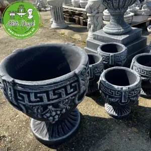 Mediterrán kő kaspó görög mintás - kép 5