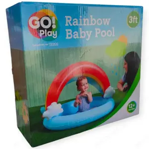 Szivárványos felfújható babamedence 98x106x64 cm - kép 2