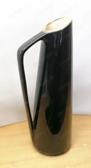 Art Deco füles váza dúsan aranyozva virágokkal Foreing Scheurich 1950-es évek - kép 2