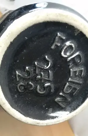 Art Deco füles váza dúsan aranyozva virágokkal Foreing Scheurich 1950-es évek - kép 4