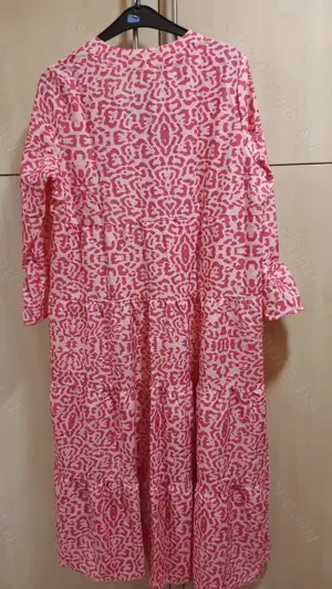 Nagy méretű XXL, női rózsaszín leopárdmintás alkalmi ruha - kép 4