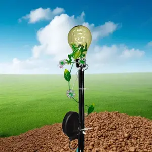 Napelemes dekorlámpa békával   színes izzóval és meleg fehér LED-del - kép 2