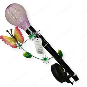 Napelemes dekorlámpa pillangóval   színes izzóval és meleg fehér LED-del