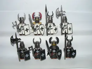 Lego Castle figurák kereszteslovag keresztes Teuton Lovag katona + 2 harci ló ÚJ - kép 7