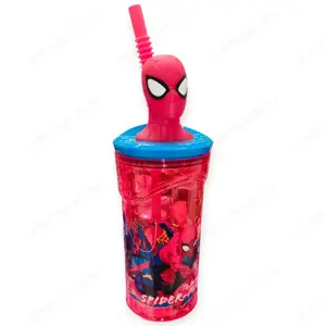 3D Pókember pohár szívószállal (360 ml)