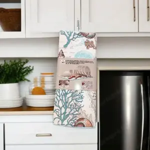 Csepegtetőruha tengeri mintával   fehér, korallos, kagylós, 50x39 cm - kép 2