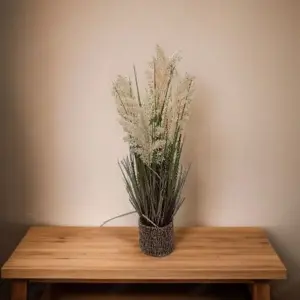 Műnövény fonott kaspóban, téli fű, dekoráció, műanyag 87 cm - kép 2