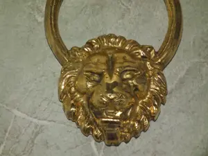 Kopogtató oroszlános réz fajsúlyos réz oroszlán fejes kopogtató - kép 3