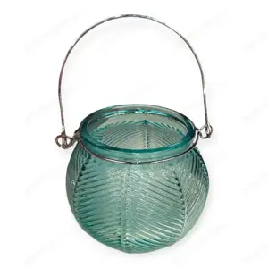 Dombornyomott üveg mécsestartó   kék