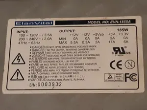 ElanVital EVN-1855A számítógép tápegység keskeny működő - kép 2