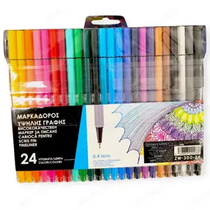 Fineliner filctoll készlet   24 élénk színű vékony hegyű tűfilc