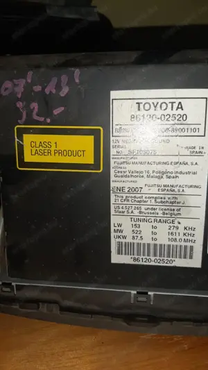 Toyota auris rádiós fejegység eladó - kép 3